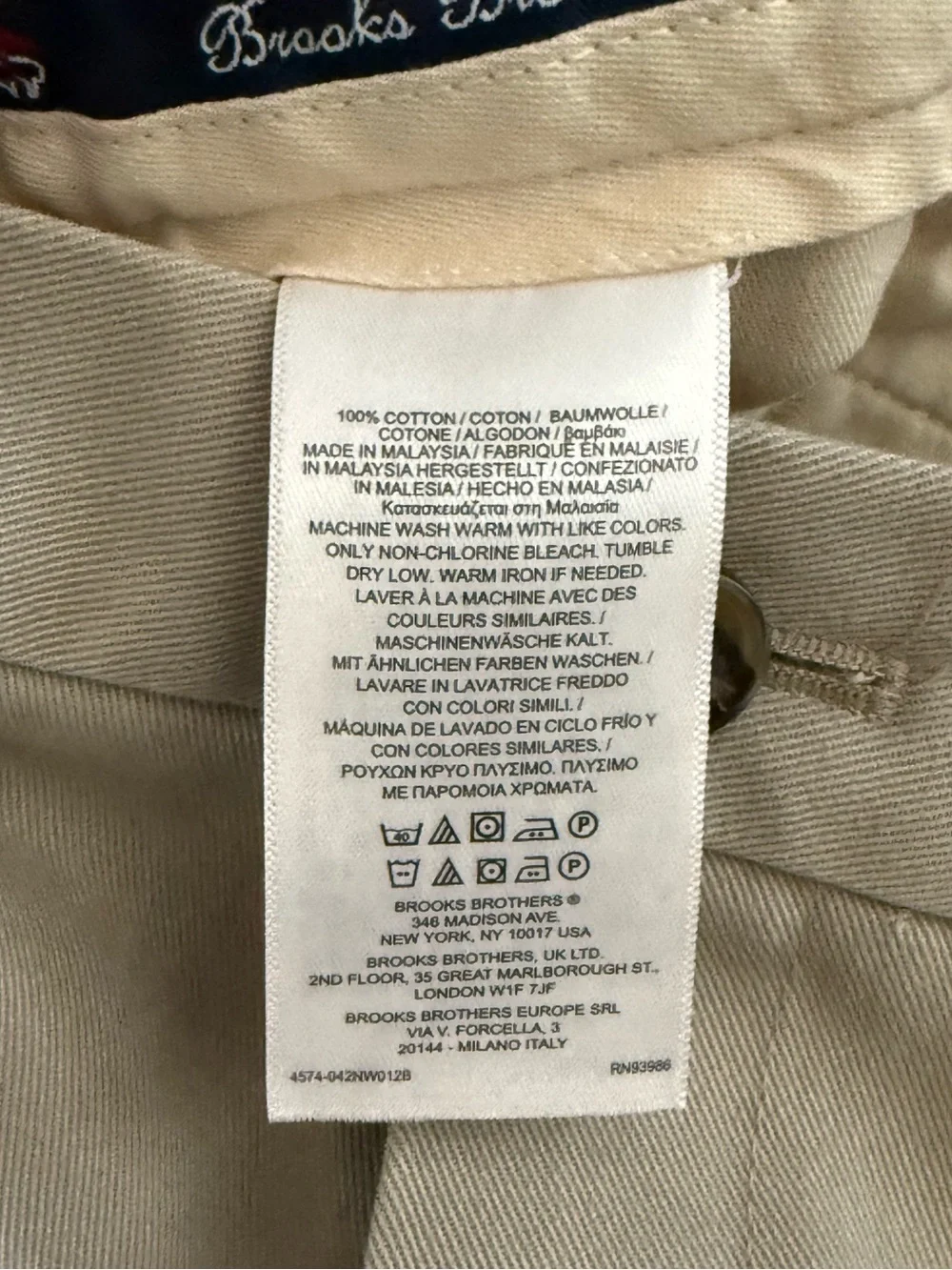 Brooks Brothers Boys Khaki Flat Front Chino Pants Size 16 School Uniform